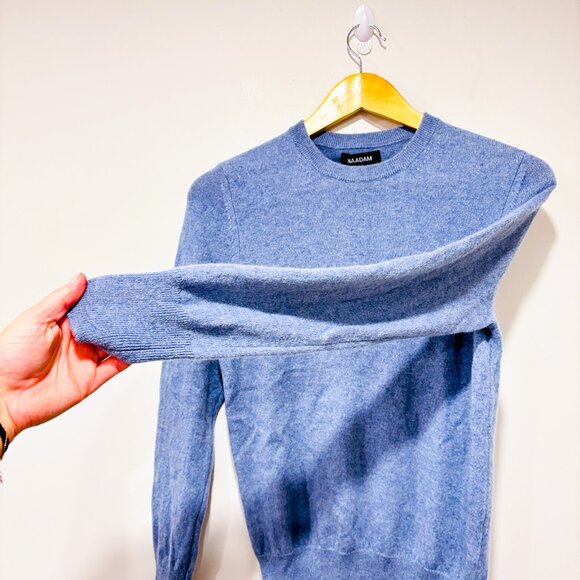 NAADAM Blue Cashmere Knit Sweater Women | Soft Luxury Minimalist Pull | Small * - Picture 6 of 8